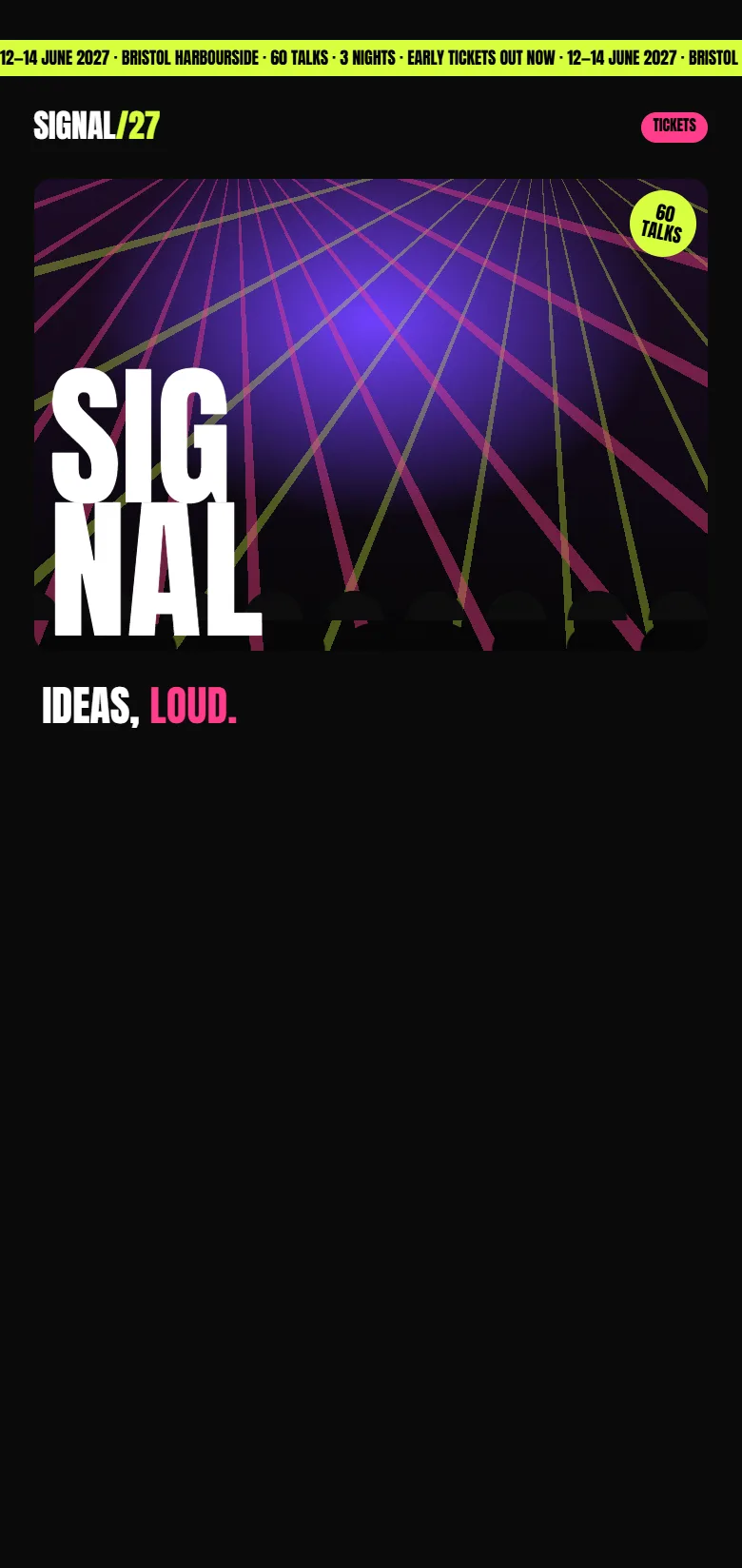 SIGNAL/27 concept website on a phone