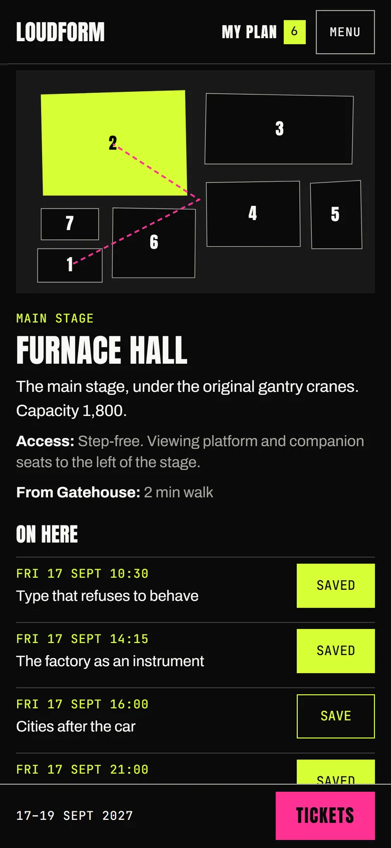 Loudform venue map on a phone.